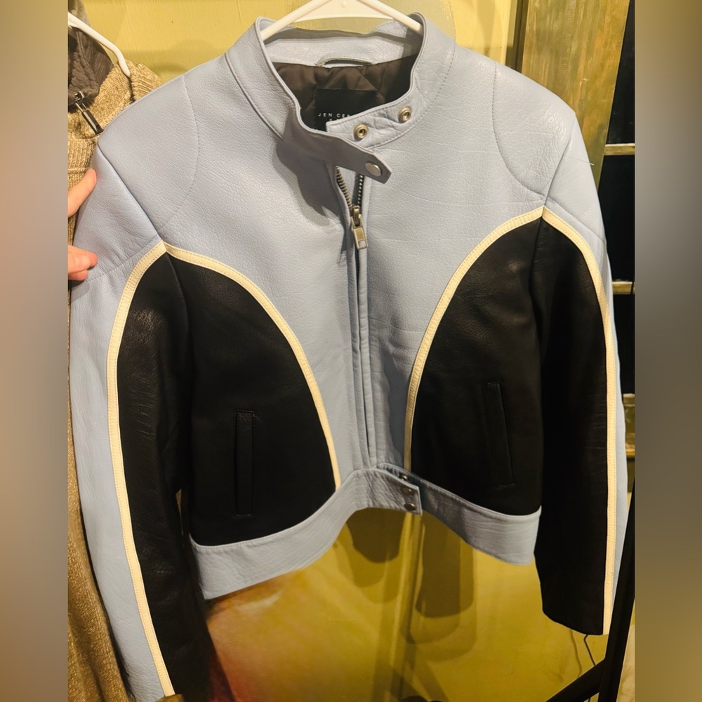 Leather Colorblock Biker Moto Jacket Jen Ceballos x Mango
